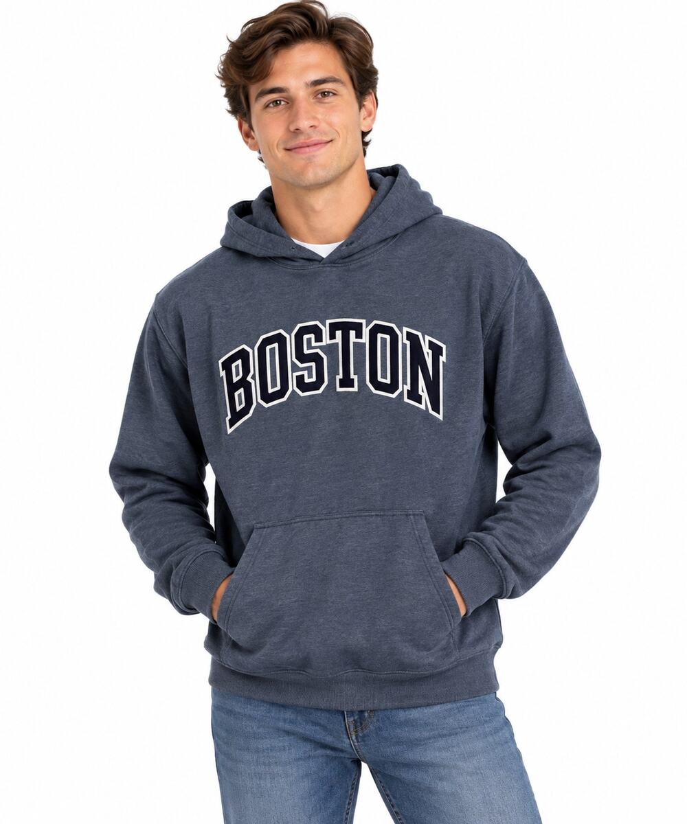 Gildan Heavy Blend Unisex Medium Gray Boston Pullover Hoodie Sweatshirt